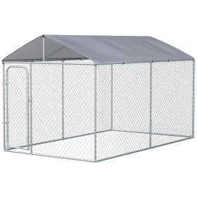 Dog Kennel Heavy Duty Playpen with Galvanized Steel Secure Lock Mesh Sidewalls and Waterproof Cover for Backyard & Patio, 13' x 7.5' x 7.5'