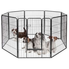 Dog Fence 48" H, 8 Metal Panel Heavy Duty Pet Playpen Dog Fence with Door