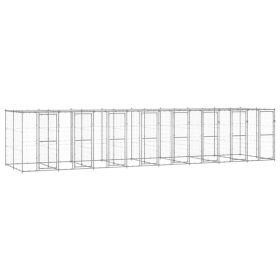 Dog Kennel Silver Galvanized steel, PE Dog Kennel Rectangular