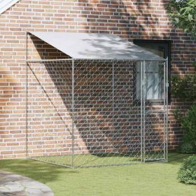 Dog Cage with Roof Silver 78.74 x 78.74 x 101.57 in