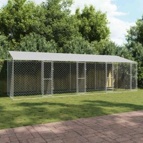 Dog Cage with Roof Silver 314.96 x 78.74 x 101.57 in