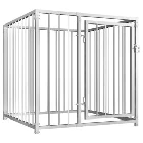 Dog Kennel Silver Steel 39.4 x 39.4 x 39.4 in Tough Dog Kennel